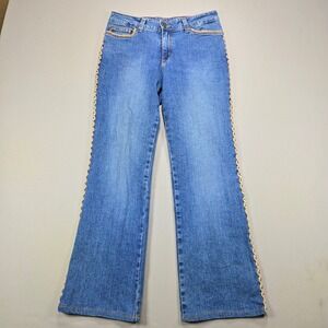 Mu Jeans Bootcut Western Braided Side Trim Blue Denim Womens Size 10‎